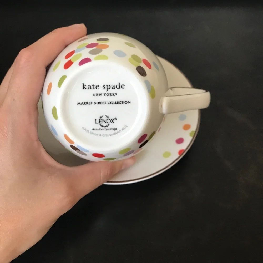 kate spade White Polka Dot Teacup and Saucer
